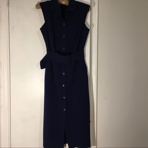 Eva Méndez sheath Navy blue button up dress